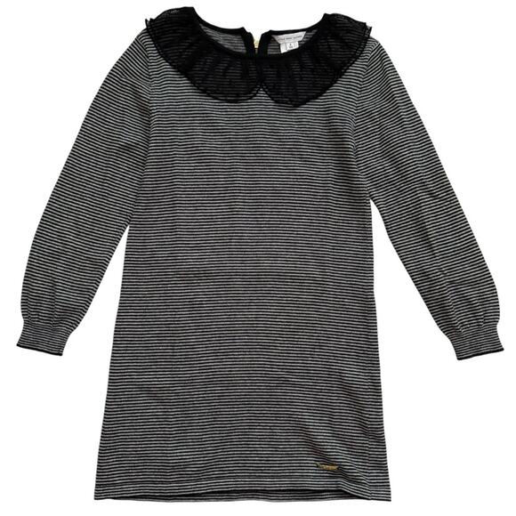 Little Marc Jacobs Other - Little Marc Jacobs Girls Knit Dress Size 8 Striped Black Grey Casual Dainty